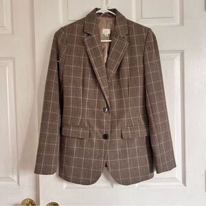 “A New Day” Slim Fit Brown Plaid Blazer